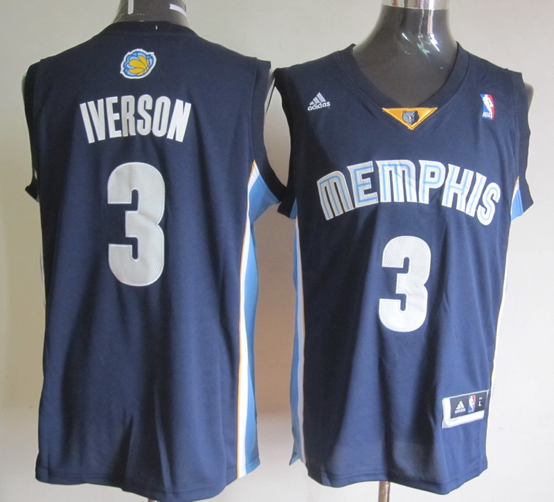  NBA Memphis Grizzlies 3 Allen Iverson New Revolution 30 Swingman Road Blue Jersey